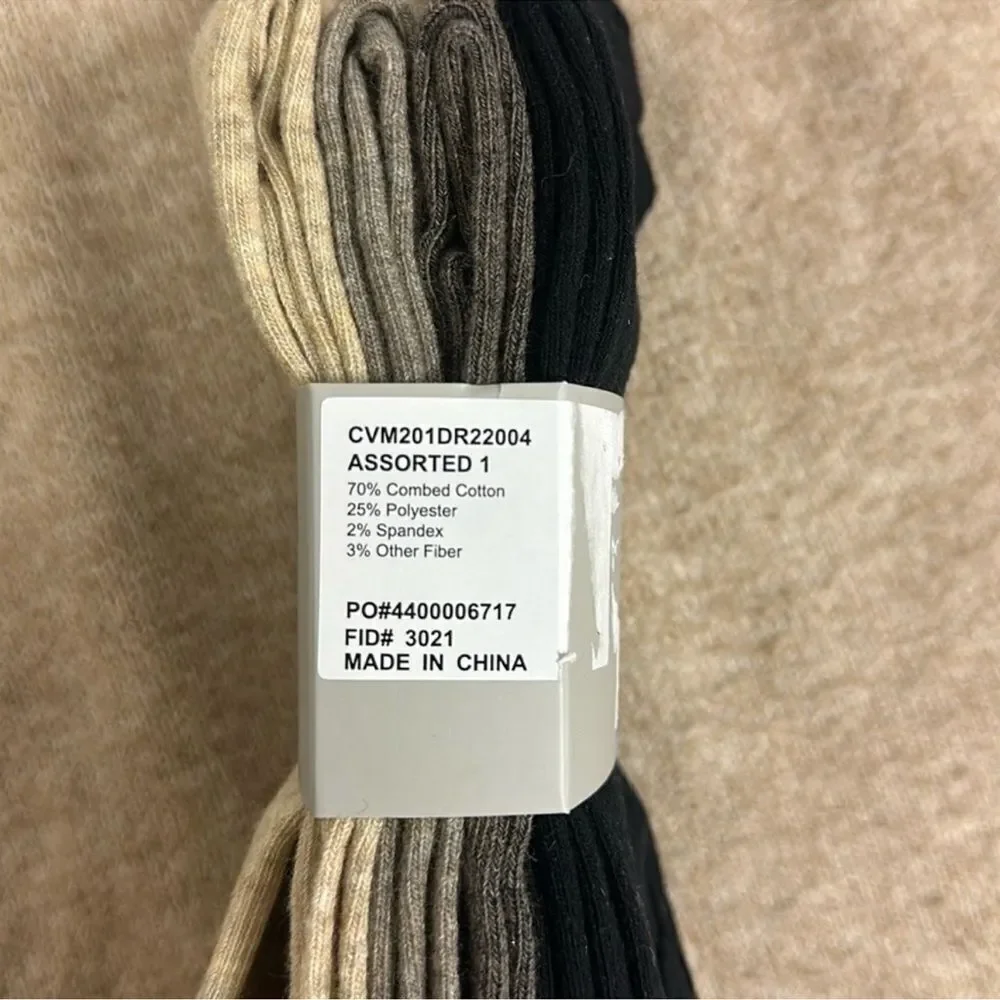 CK Men’s 4 pk Taupe Heather Brown Tan Black Ivory Cotton Blend Dress Crew Socks